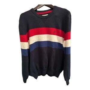 VTG Stafford Preppy Nautical Men's Sweater  Size Lg Multi Striped Knit Cotton